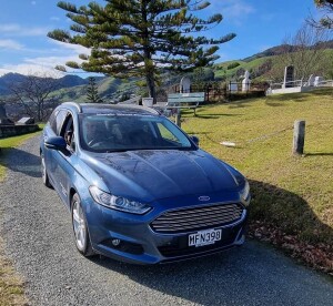 Car at cemetery